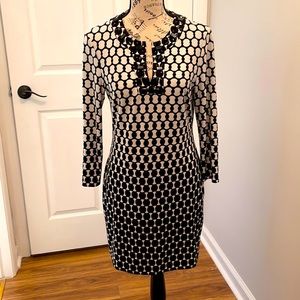 Black and white geometric print dress